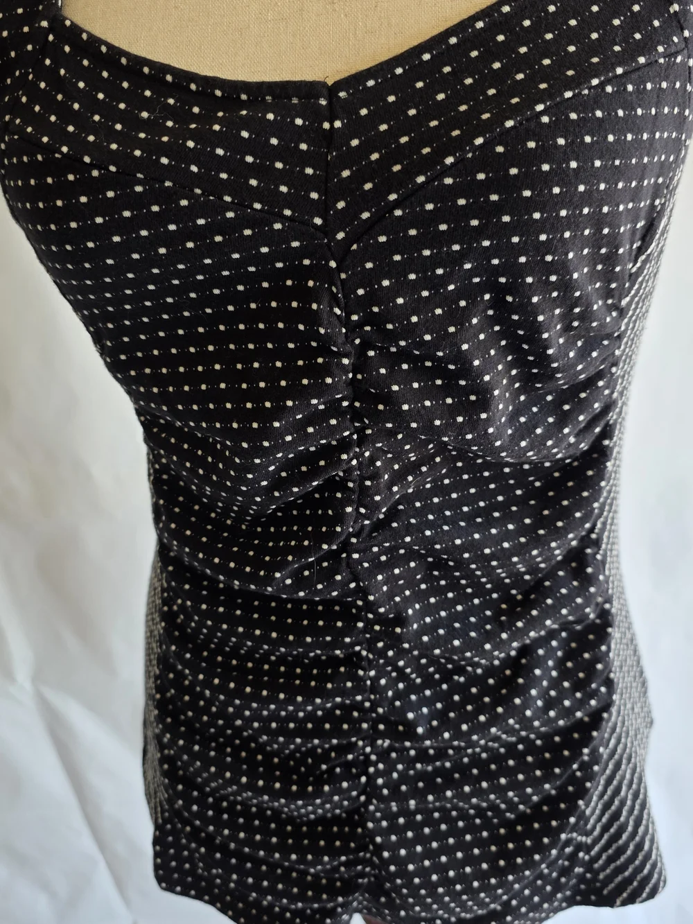 Anthropologie Postmark‎ Ruched Polka Dot Sweetheart Cap Sleeve Top Medium